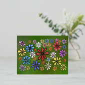 花カラフル花 箔シーズンポストカード (立ち正面)