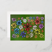 花カラフル花 箔シーズンポストカード (正面/裏面)