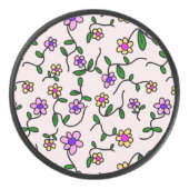 花カラフル花、花の柄、緑、ぼほ アイスホッケーパック (正面)