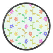 花カラフル花、花の柄、緑、ぼほ アイスホッケーパック (正面)