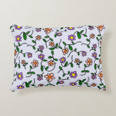 花カラフル花、花の柄、緑、ぼほ アクセントクッション (正面)