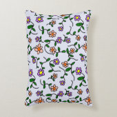 花カラフル花、花の柄、緑、ぼほ アクセントクッション (正面(垂直))