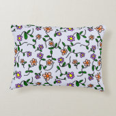 花カラフル花、花の柄、緑、ぼほ アクセントクッション (裏面)