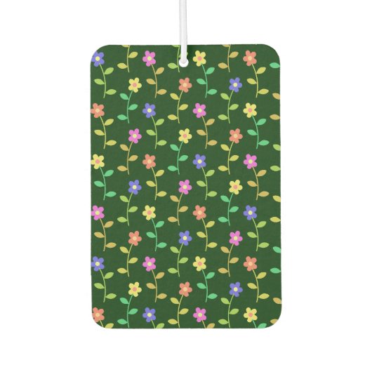 花カラフル花、花の柄、緑、ぼほ カーエアーフレッシュナー (正面)