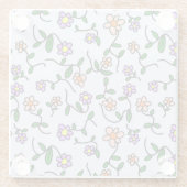 花カラフル花、花の柄、緑、ぼほ ガラスコースター (裏面)