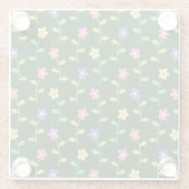 花カラフル花、花の柄、緑、ぼほ ガラスコースター (裏面)