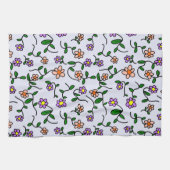 花カラフル花、花の柄、緑、ぼほ キッチンタオル (横)