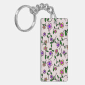 花カラフル花、花の柄、緑、ぼほ キーホルダー (正面左)