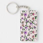 花カラフル花、花の柄、緑、ぼほ キーホルダー (正面)