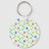 花カラフル花、花の柄、緑、ぼほ キーホルダー (裏面)