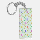 花カラフル花、花の柄、緑、ぼほ キーホルダー (正面左)