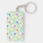 花カラフル花、花の柄、緑、ぼほ キーホルダー (裏面)