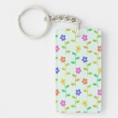 花カラフル花、花の柄、緑、ぼほ キーホルダー (正面)