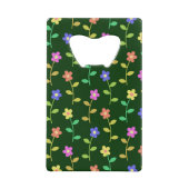 花カラフル花、花の柄、緑、ぼほ クレジットカード栓抜き (正面)