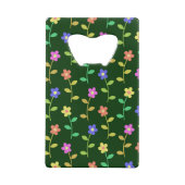 花カラフル花、花の柄、緑、ぼほ クレジットカード栓抜き (裏面)