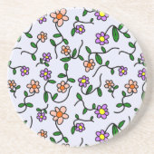 花カラフル花、花の柄、緑、ぼほ コースター (正面)