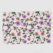 花カラフル花、花の柄、緑、ぼほ ゴルフタオル (横)