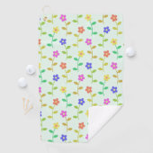 花カラフル花、花の柄、緑、ぼほ ゴルフタオル (インサイチュ)