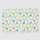 花カラフル花、花の柄、緑、ぼほ ゴルフタオル (横)