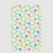 花カラフル花、花の柄、緑、ぼほ ゴルフタオル (正面)