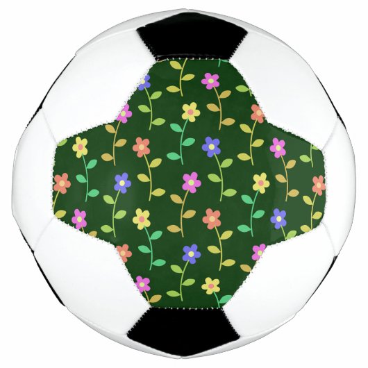 花カラフル花、花の柄、緑、ぼほ サッカーボール (正面)