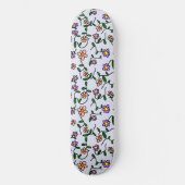 花カラフル花、花の柄、緑、ぼほ スケートボード (正面)