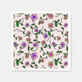 花カラフル花、花の柄、緑、ぼほ スタンダードカクテルナプキン (正面)