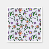 花カラフル花、花の柄、緑、ぼほ スタンダードカクテルナプキン (正面)