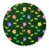 花カラフル花、花の柄、緑、ぼほ セラミックノブ (正面)