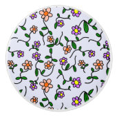 花カラフル花、花の柄、緑、ぼほ セラミックノブ (正面)