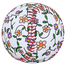 花カラフル花、花の柄、緑、ぼほ ソフトボール