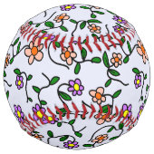 花カラフル花、花の柄、緑、ぼほ ソフトボール (正面)