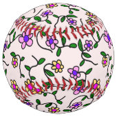 花カラフル花、花の柄、緑、ぼほ ソフトボール (裏面)