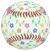 花カラフル花、花の柄、緑、ぼほ ソフトボール (裏面)