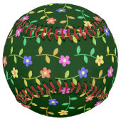 花カラフル花、花の柄、緑、ぼほ ソフトボール (裏面)