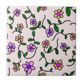 花カラフル花、花の柄、緑、ぼほ タイル (正面)