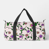 花カラフル花、花の柄、緑、ぼほ ダッフルバッグ (正面)