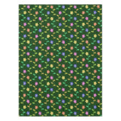 花カラフル花、花の柄、緑、ぼほ テーブルクロス (正面)