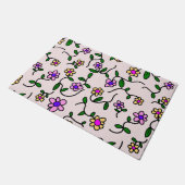 花カラフル花、花の柄、緑、ぼほ ドアマット (アングル)