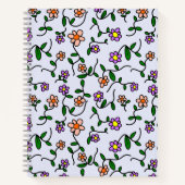 花カラフル花、花の柄、緑、ぼほ ノートブック (正面)