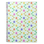 花カラフル花、花の柄、緑、ぼほ ノートブック (正面)