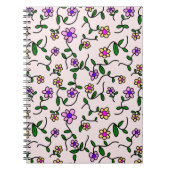 花カラフル花、花の柄、緑、ぼほ ノートブック (正面)