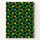 花カラフル花、花の柄、緑、ぼほ ノートブック (裏面)