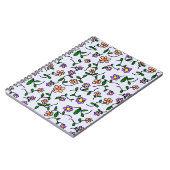 花カラフル花、花の柄、緑、ぼほ ノートブック (左側)