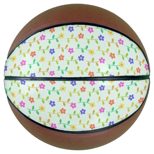 花カラフル花、花の柄、緑、ぼほ バスケットボール (正面)