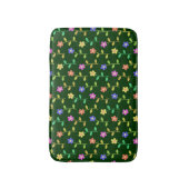 花カラフル花、花の柄、緑、ぼほ バスマット (正面縦)