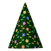 花カラフル花、花の柄、緑、ぼほ パーティーハット (正面)