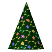 花カラフル花、花の柄、緑、ぼほ パーティーハット (左)