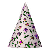 花カラフル花、花の柄、緑、ぼほ パーティーハット (左)