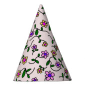 花カラフル花、花の柄、緑、ぼほ パーティーハット (右)